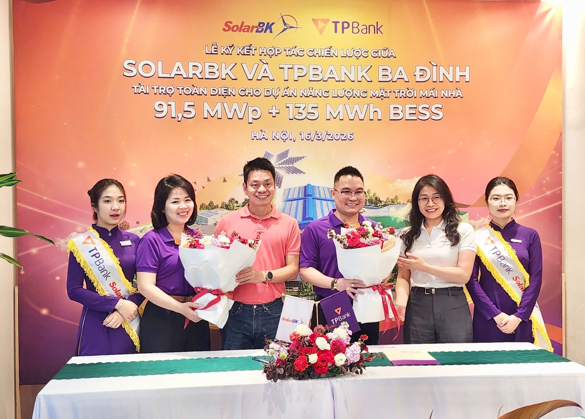 SolarBK và TPBank Ba Đình ký hợp tác tài chính cho dự án điện mặt trời 91,5 MWp kết hợp BESS 135 MWh