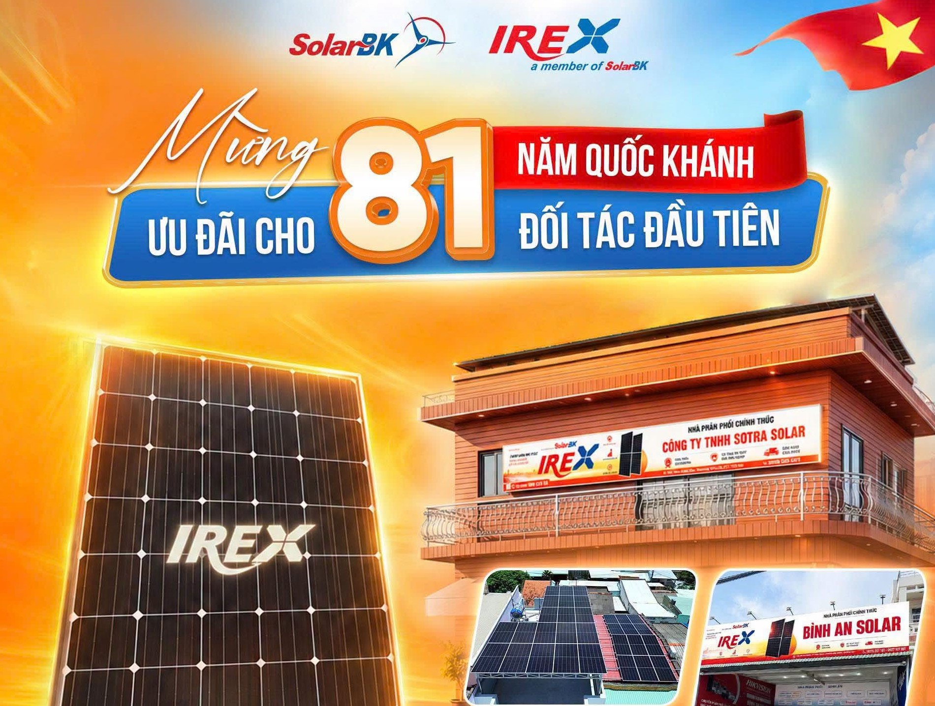 Mừng 81 năm Quốc khánh, SolarBK dành ưu đãi cho 81 đơn hàng đầu tiên